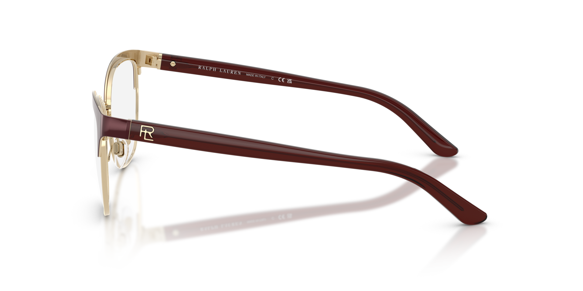 RL Ralph Lauren Women Glasses Frame Brown Tone RL6009 46[]17 135 Made in Italy Ralph Lauren RL5099 9395 Bright Dark Red On Pale Gold  main image 2